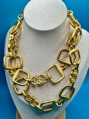 Gold-Tone Geometric Link Necklace